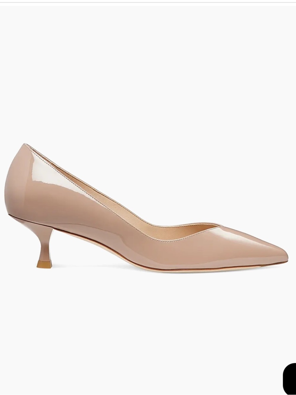 Stuart Weitzman Nude Patent Kitten Heel Pointed Pump